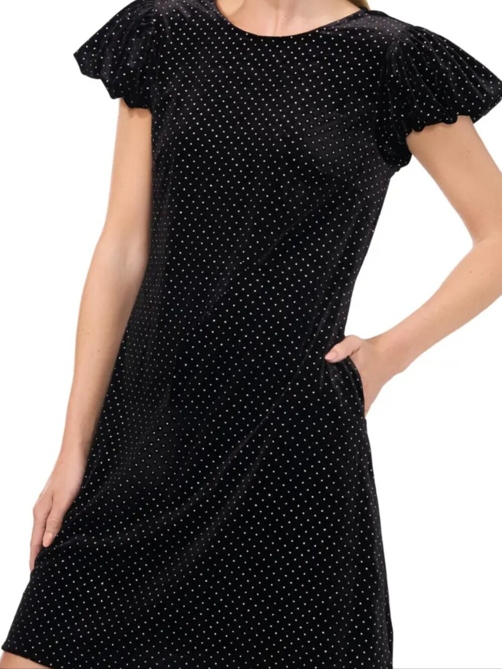 CeCe Black Velvet Mini Dress Rhinestones Size M
